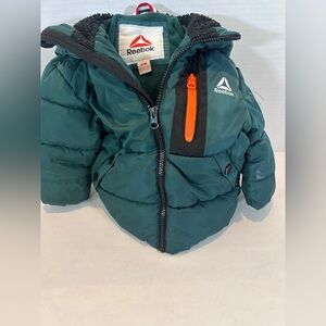 Reebok Toddler Puffer Jacket - Green with Orange Accent